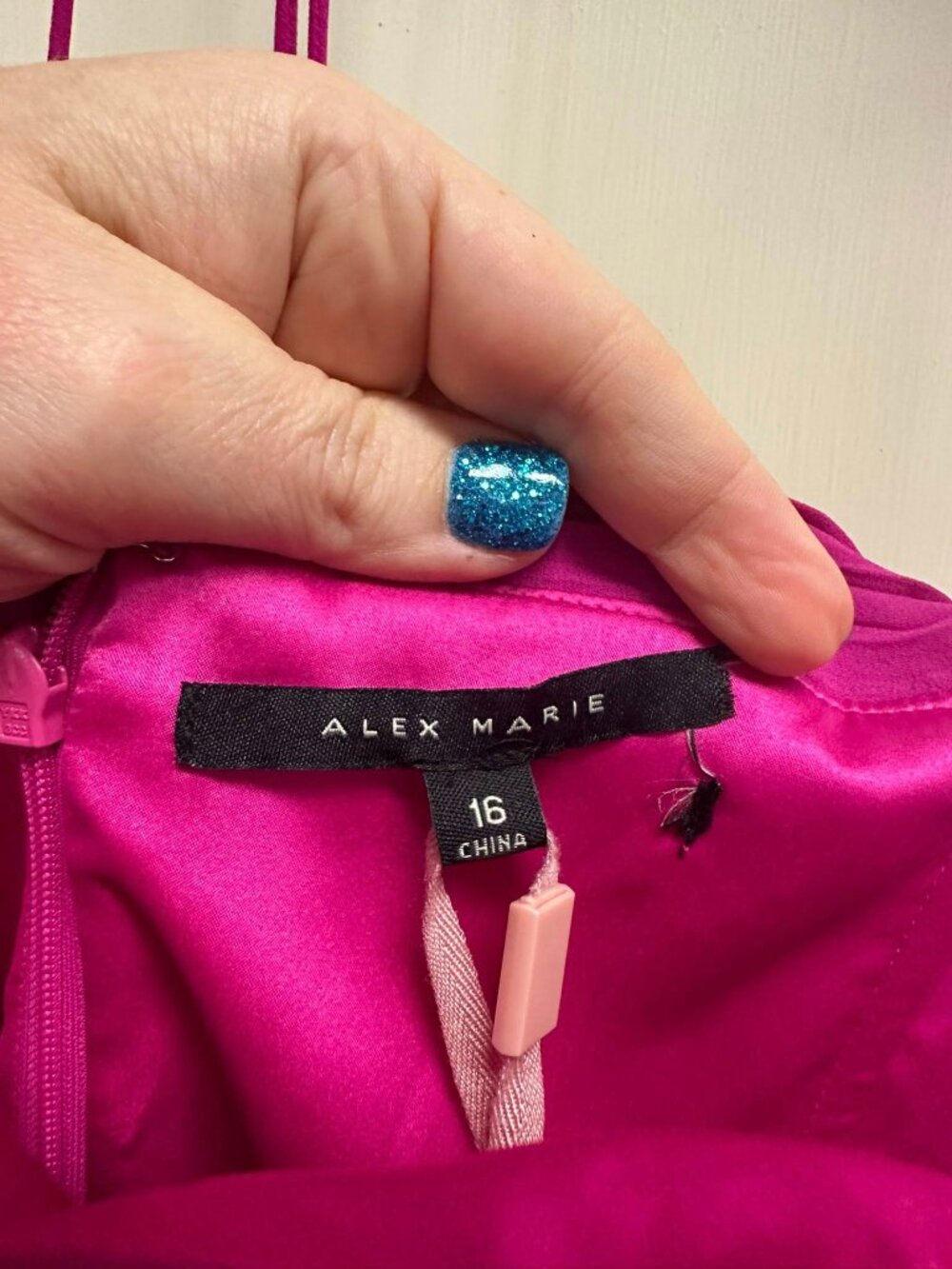 Size 16 NWT Alex Marie Fuchsia Pleated Dress - Picture 4 of 6